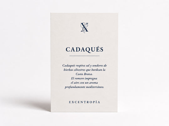 Tarjeta de inspiración de la vela Cadaqués de Excentropía.