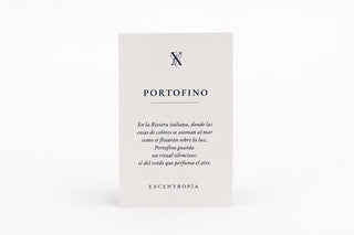 Tarjeta de inspiración de la vela Portofino de Excentropía.