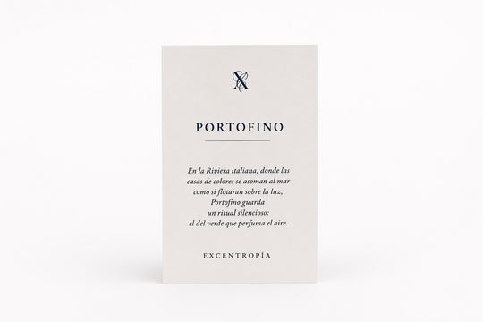 Tarjeta de inspiración de la vela Portofino de Excentropía.