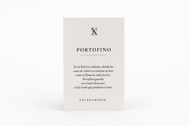 Tarjeta de inspiración de la vela Portofino de Excentropía.