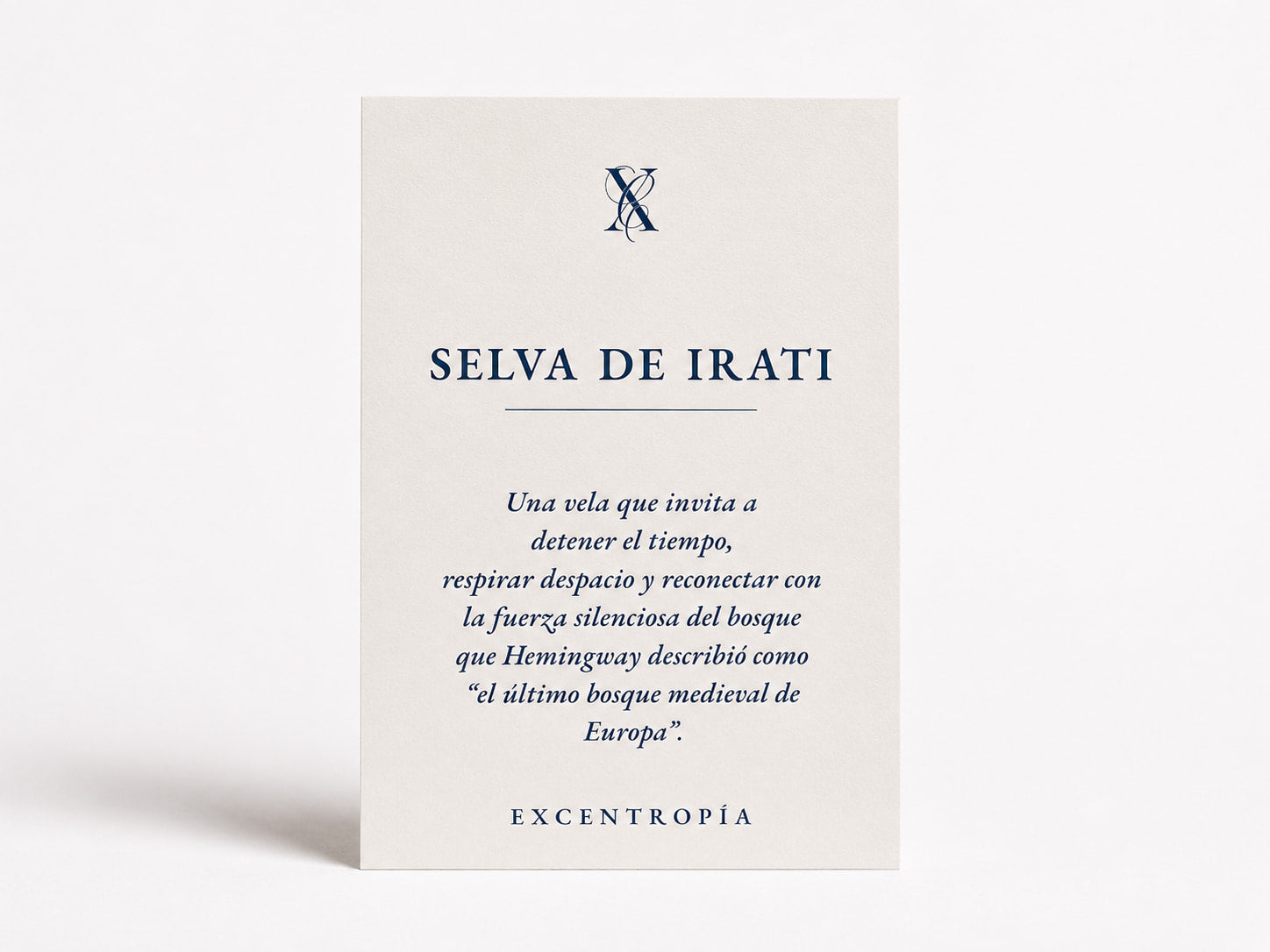 Tarjeta de inspiración de la vela Selva de Irati de Excentropía.